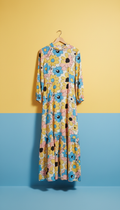 70s Floral Maxi Dress Cotton Voile