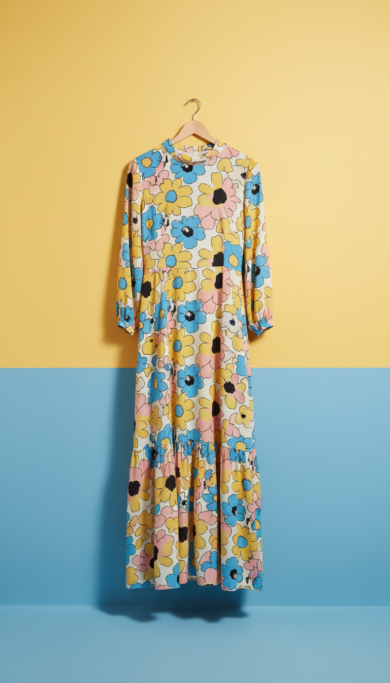 70s Floral Maxi Dress Cotton Voile