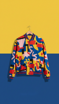 Patterned 80s Bomber Jacket Wool Blend